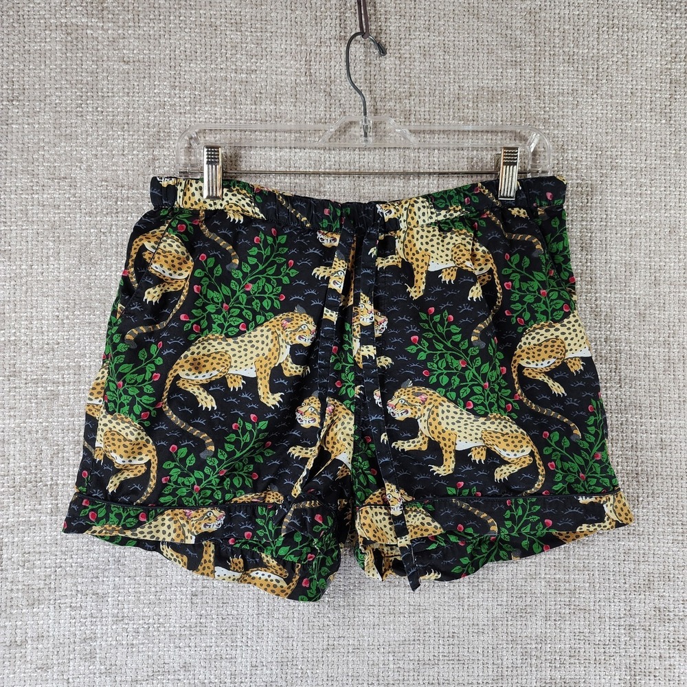 Print Fresh Bagheera Leopard Short Sleep Pajama Set Womens M Black Cotton Nice! - Picture 11 of 16